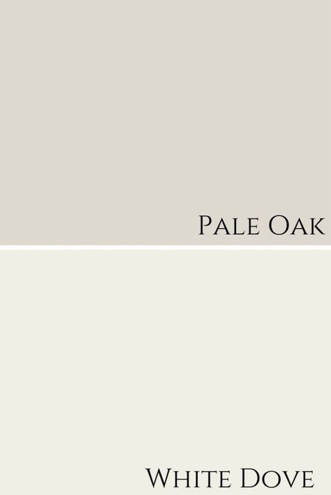 Pale Oak Vs White Dove, White Dove And Pale Oak, Pale Oak Walls White Dove Trim, Pale Oak Trim, Bm White Dove Walls, Pale Oak And White Dove, Pale Oak Paint, White Dove Trim, White Dove Walls