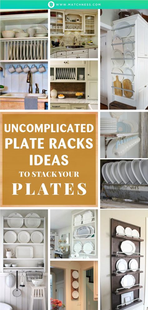 Plate Rack Ideas, Cabinet Plate Rack, Plate Racks In Kitchen, Traditional Kitchen Decor, Plate Rack Wall, Diy Plate Rack, Floating Kitchen Shelves, Decorating Above Kitchen Cabinets, Plate Organizer