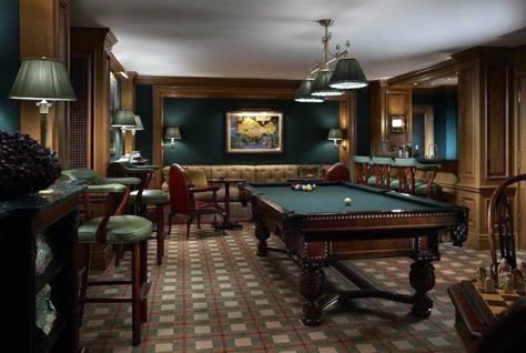 Traditional Home Basement Billiards Room Inspiration Billards Room, Million Dollar Rooms, Snooker Room, Billiards Room, Pool Table Room, Scott Snyder, Billiard Rooms, Gentlemen's Club, Recreational Room