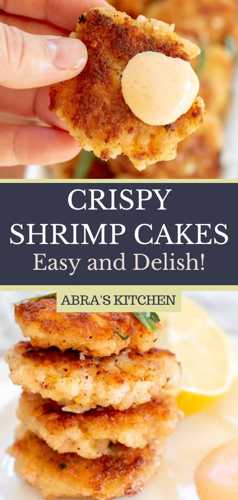 Tiny Shrimp Recipes, Shrimp Cake Recipe, Mayo Dipping Sauce, Shrimp Fritters, Cook Shrimp, Shrimp Cakes, Crispy Shrimp, Natural Recipes, Spicy Mayo