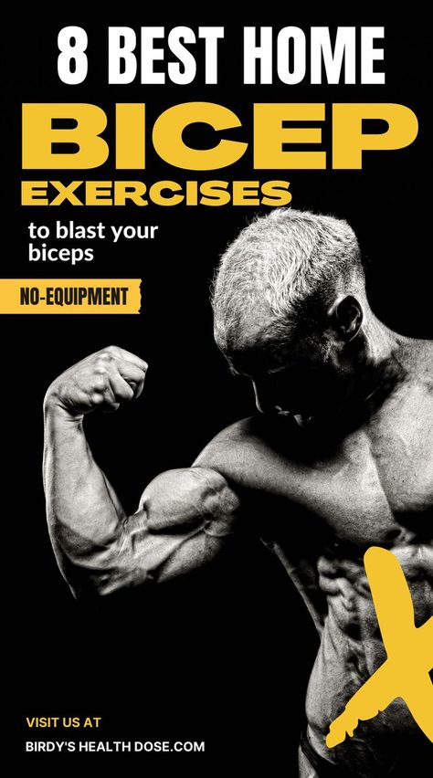 I thought I would show you a complete training program, consisting of the 8 best home bicep exercises that will blast your biceps, which you can do at home, without expensive and bulky equipment. How To Get Big Biceps At Home, Bodyweight Bicep Exercises, Biceps No Equipment, Body Weight Bicep Exercises, Biceps Workout At Home, Bicep Exercises, Muscle Building Tips, Fitness Facts, Volleyball Inspiration