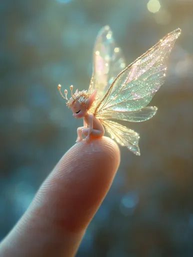 ↑↑↑ Larger size on website 🔸 A tiny, delicate fairy with iridescent wings sits on a human finger. The fairy has a small, delicate Magical Creatures Mythology, Fairycore Art, Sitting Fairy, Dragonfly Fairy, Animal Fairy, Diy Fairy Wings, Mystical Fairy, Human Finger, Glitter Fairy