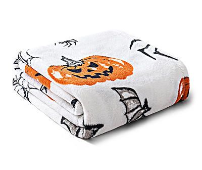 White Halloween Icons Soft Throw | Big Lots Fall Sleepover, Halloween Fuzzy Blanket, Halloween Throw Blanket, Halloween Throw Pillows Target, Snoopy Halloween Blanket, Hallowe’en Blankets, Blanket Halloween, Boo Baskets, Bat Print