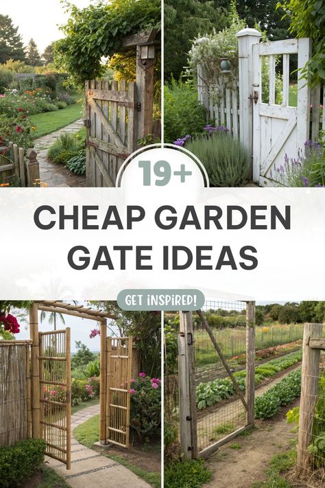 Click for More ➡️ | Save for Later ❤️ | Cheap Garden Gate Ideas: Discover charming and affordable garden gate inspirations to enhance your space. Garden Entry Gate Ideas, Garden Gates And Fencing Diy, Garden Gate Arch, Diy Small Gate, Garden Fence And Gate Ideas, Garden Gate Design Ideas, Gate Ideas Fence, Diy Gate Outdoor, Garden With Gate