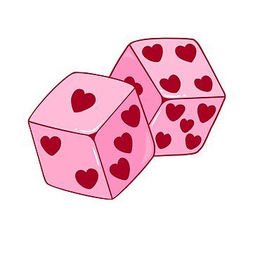 "Lucky Heart Dice" Sticker for Sale by Eidalfina | Redbubble Dice Drawing, Heart Dice, Pink Dice, Glitter Painting, Sticker Inspo, Pink Wall Decor, Rhinestone Projects, Journal Stuff, Cute Laptop Stickers