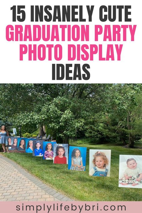 graduation party photo display ideas Graduation Party Photo Display, Party Photo Display, Graduation Picture Display, Graduation Poster Boards, Graduation Picture Boards, Graduation Party Picture Display, Graduation Photo Displays, School Pictures Display, Photo Display Ideas