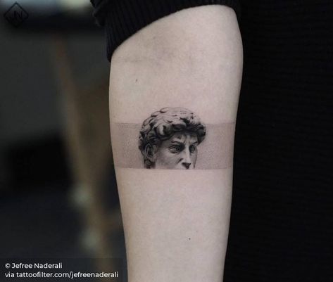 David statue. Tumblr Tattoo, David Tattoo, Tattoos Inspiration, Statue Tattoo, Mythology Tattoos, Greek Tattoos, Cool Small Tattoos, Black Ink Tattoos, Dope Tattoos