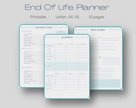 Medical Planner, Final Wishes, Medical Binder, Family Binder, Sticker Organization, Clean Motivation, Bullet Journal Printables, Canva Tutorial, Planning Guide