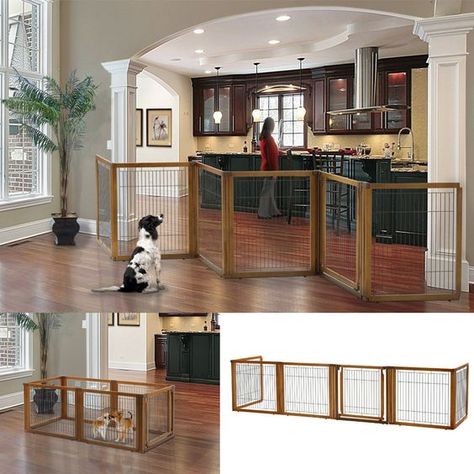 Dog Room Divider, Freestanding Dog Gate, Building A Dog Kennel, Cheap Dog Kennels, Metal Dog Kennel, Pet Pen, Build A Dog House, Dog Pen, Dog Area