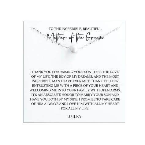 Mother of the Groom Gifts from Bride to Future Mother in Law Gifts from Daughter in Law on Wedding Day Christmas Holiday Birthday Pearl Necklace Sterling Silver 18" To My Future Mother In Law, In Laws Wedding Gift, Note To Mother In Law On Wedding Day, To My Mother In Law On My Wedding Day, Letter To Mother In Law On Wedding Day, Mother In Law Wedding Gift From Bride, Groom Gifts From Bride, Mother In Law Quotes, Mother In Law Wedding Gift