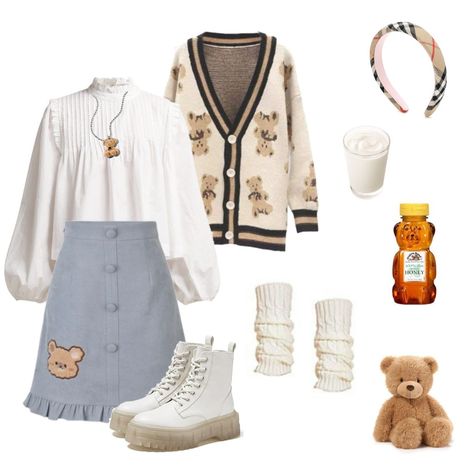 Bearcore Aesthetic, Bear Aesthetic Outfit, Bear Outfit Aesthetic, Minnie Miyeon, Bear Aesthetic, Connie Stevens, Soft Girl Style, Outfit Beige, Cute Nerd