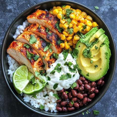 Fresh ingredients and bold flavors in this Planet Rice chicken Bahn Mi bowl – a healthy, satisfying meal that’s easy to prep! #BahnMiBowl #HealthyEating #GainAndGrain Bahn Mi Bowl, Roasted Black Beans, Chicken Bahn Mi, Weight Gain Recipes, Cooked Corn, Street Corn Chicken, Chicken Rice Bowl, Corn Chicken, Bowl Ingredients