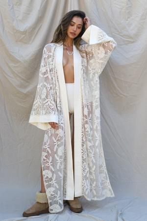 Furisode Kimono, Kimono Outfit, Mode Kimono, White Kimono, Bohemian Kimono, Beach Kimono, Mode Abaya, Lace Kimono, Bohemian Look