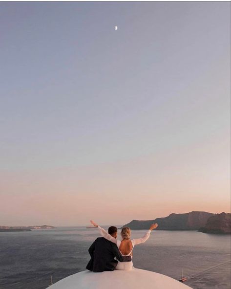 Engagement Photos Santorini, Santorini Proposal, Greek Elopement, Greece Elopement, St Lucia Weddings, Santorini Elopement, Dream Proposal, Jeweled Wedding Dress, Destination Wedding Reception