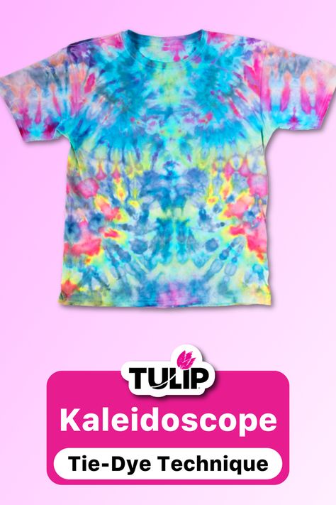 Tie Dye Kaleidoscope How To, Kaleidoscope Tie Dye Tutorial, Tie Dye Kaleidoscope, Neon Tie Dye Shirts Diy, Tie Dye Patterns Kaleidoscope Diy, Ice Dye Tie Dye, Kaleidoscope Tie Dye, Ice Dye Techniques, Tie Dye Pattern