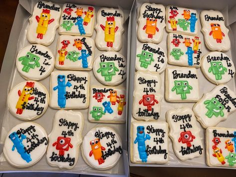 Number Blocks Cookies Decorated, Number Block Cookies, Number Blocks Cookies, Kids Cookies, Block Birthday Party, Number Blocks, Birthday 2023, 6 Birthday, Pretty Cookies