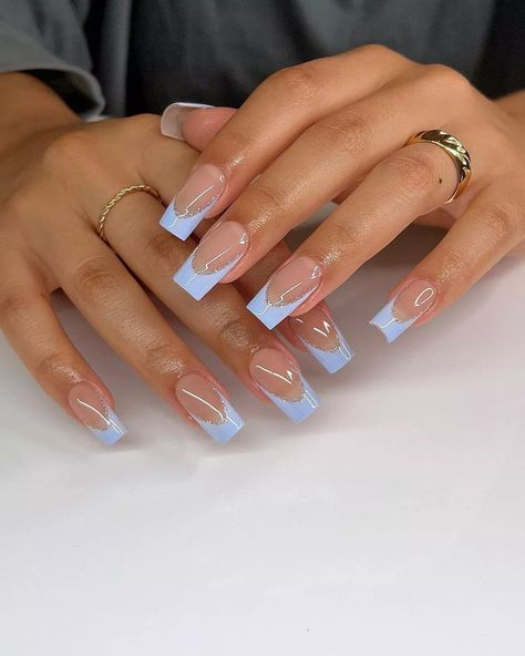 35 Square Nail Designs to Try Now Ball Nails, Girly Nails, Sneaker Ball, Unghie Sfumate, Girly Acrylic, Baby Blue Nails, Square Nail Designs, Prom 2024, Blue Acrylic Nails