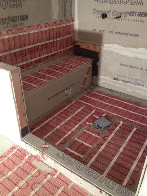 Warmup Radiant Floor Heating Systems - Electric Floor Heating for any floor type Heated Shower Bench, Heated Shower Floor, Heated Floors Bathroom, Master Bath Heated Floors, Heated Bathroom Floors, Bathroom Heated Floors, Infloor Heating Diy, Radiant Heat Flooring, Electric Radiant Floor Heating