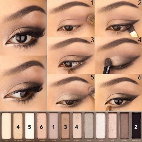 Naked Palette Makeup Tutorials #urbandecay #nakedpalette #makeuptutorials Make Up Mata, Smokey Cat Eye, Summer Eyeshadow, Mekap Mata, Makeup Sephora, Make Up Tutorials, Smink Inspiration, Eye Makeup Steps