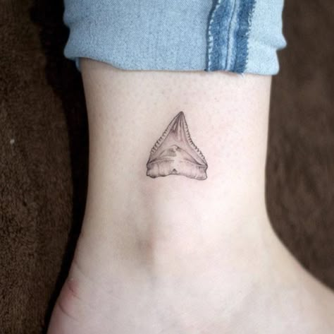 Simple Shark Tooth Tattoo, Small Shark Tattoo, Shark Tooth Tattoo, Korean Tattoo, Tooth Tattoo, Korean Tattoo Artist, Korean Tattoos, Shark Tattoo, Tattoo Zeichnungen