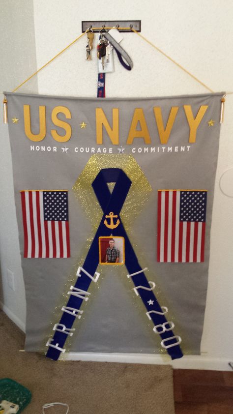 US Navy Banner for Bootcamp Graduation Us Navy Party, Navy Party, Madison Grace, Wreaths & Garlands, Us Navy, Banners, Flag, Navy