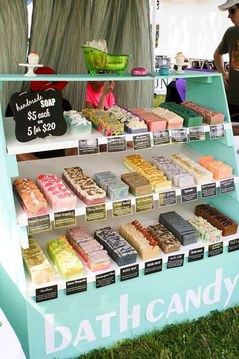 Soap Eye Candy – Stall Inspiration – Bath and Body Fair Booth Display Ideas, Soap Booth, Vendor Booth Display Ideas, Booth Display Ideas, Table Booth, Craft Fair Booth, Vendor Booth Display, Craft Fair Booth Display, Craft Market Display