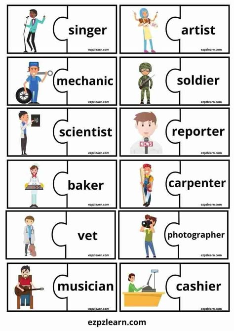 Jobs For Kids, English Vocabulary Games, Free English Courses, English Games For Kids, Ingles Kids, Speaking Activities English, English Activities For Kids, Preschool Activities Toddler, Learning English For Kids