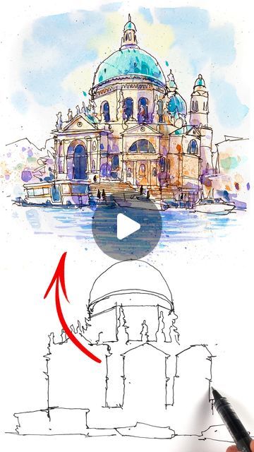 38K views · 4.6K likes | Sketching Scottie on Instagram: "Simplify Urban Sketching!  Full tutorial on Patreon including reference and template (Link in bio:  patreon.com/sketchingscottie)  Pen: Uni-Ball Ultra Micro Pen Stillman & Birn Beta Series Sketchbook Winsor & Newton Cotman Watercolors Pentel Water Brush Pen Posca Fine Tip White Marker  #urbansketch #urbansketching #urbansketchers #lineandwash #lineandwashwatercolor #watercolor #sketch #sketching #quicksketch #penandink #penandwatercolor #linedrawings #drawingsketch #inksketch #sketchlife #sketchingscottie" Urban Sketch Watercolor Tutorial, Fine Tip Pen Drawing, Urban Sketching Pen, Ink Sketches Simple, Colour Pen Drawing, Sketching Scottie, Urban Sketching Watercolors, Urban Sketching Tutorial, Brush Pen Drawing