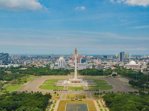 Free Jakarta Image on Unsplash Monument Architecture, Jakarta City, Blue Sky Background, Background Images Hd, High Rise Building, Sky And Clouds, Public Domain Images, Flower Images, Pictures Images