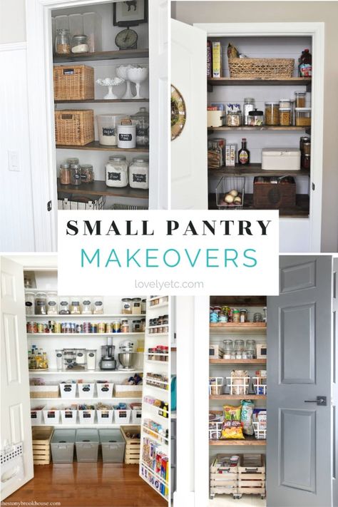 It's amazing what a little organization can do for a small pantry! These 25 small pantry makeovers include ideas for organizing and beautifying every type and size of pantry space, from tiny cabinets to deep pantry closets. Small Closet Pantry Ideas, Small Pantry Cabinet, Diy Pantry Makeover, Small Pantry Closet, Small Pantry Ideas, Tiny Pantry, Pantry Closet Design, Small Kitchen Pantry, Deep Pantry