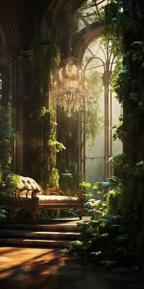 Fantasy Greenhouse, Elven Bedroom, Natural Beauty Aesthetic, Natural Vibes, Aesthetic Natural, Castle Painting, Magic Land, Nature Vibes, Castle Aesthetic