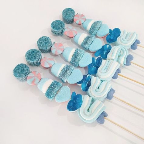 Candy Bar Stitch, Candy Skewers, Godzilla Birthday, Bbq Party Invitations, Candy Kabobs, Candy Board, Shark Themed Birthday Party, 5th Birthday Party Ideas, Moon Baby Shower