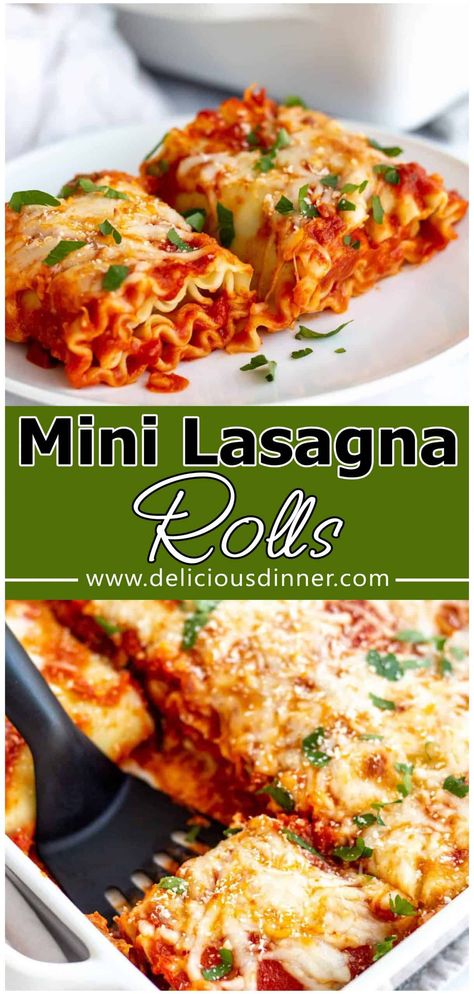 Mini Lasagna Rolls - Delicious Dinner Vegetarian Lasagna Roll Ups, Mini Lasagna, Family Dinner Table, Easy Meals For Two, Roll Ups Recipes, Lasagna Rollups, Lasagna Noodles, Vegetarian Lasagna, Lasagna Rolls