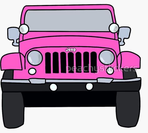 Barbie Car Drawing, Hot Pink Jeep, Barbie Backdrop, Jeep Drawing, Barbie Jeep, Jeep Stickers, Barbie Car, Pink Jeep, Paper Car