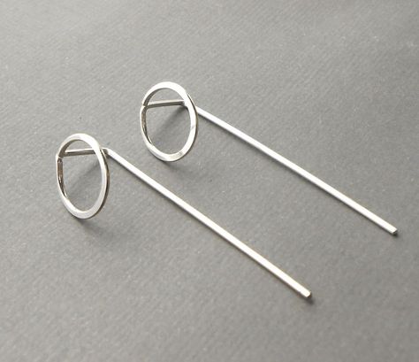 The Minimalist Hoop - product images  of Hammered Wire Jewelry, Modern Silver Earrings, Minimalist Jewelry Silver, Silversmithing Jewelry, Small Silver Hoop Earrings, Jewelry Wax, Wire Jewelery, Wire Wrap Jewelry Designs, Abstract Jewelry