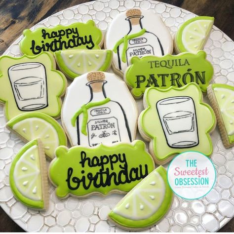 Tequila Cookies, Margarita Party, Bachelorette Gift Bags, Patron Tequila, Tacos And Tequila, 35th Birthday, Dragon Birthday, Easy Sugar Cookies, 25th Birthday