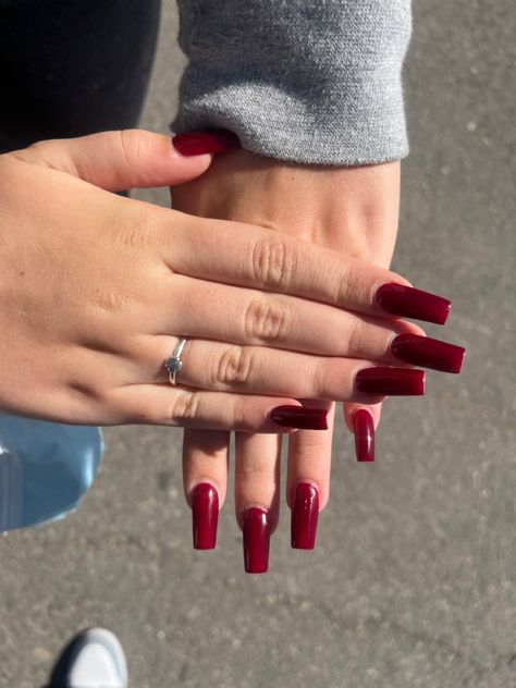 Dark Red Coffin Nails, Long Red Nails, Angel Nails, Nail Shimmer, Baby Nails, Soft Nails, Pink Acrylic Nails, Square Acrylic Nails, Fire Nails