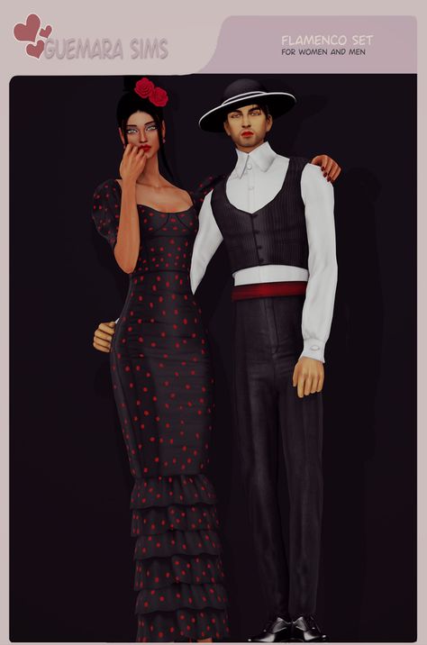 Flamenco set Sneak Peak! | Patreon Spanish Clothing, Flamenco Dress, Sims 4 Dresses, Sims 4 Clothing, Sneak Peak, Sims 4 Custom Content, Sims Cc, Custom Clothes, Sims 4