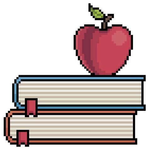 Pixel art books with apple. study notebook vector icon for 8bit game on white background Pixel Art Study, Book Pixel Art Icon, Pixel Bookshelf, Books Pixel Art, Library Pixel Art, Book Pixel Art, Books Vector Illustration, Apple Study, Study Notebook