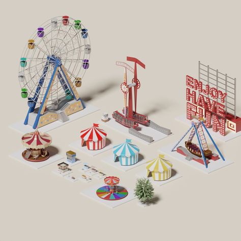 3D DESIGN: 3D Model Amusement Park Amusement park stage object 3D models File Type: 3D ModelFile Size: 1.1 GBNative Format: Blender (blend) Export Formats: Autodesk FBX (fbx), Digital Asset Exchange (dae), MTL (mtl), Wavefront (obj), About 3D Models: People, furniture, plants, and other 3D models are mostly used in exterior and interior design by architects and designers. Technical details: You can easily edit the 3D models with suitable 3D modeling software.Software compatibility: The model per 3d Amusement Park, Amusement Park Diorama, Mini Amusement Park, Digital Gifts Ideas, Amusement Park Ideas, Amusement Park Project, 3d Modeling Ideas, Amusement Park Plan, Amusement Park Art