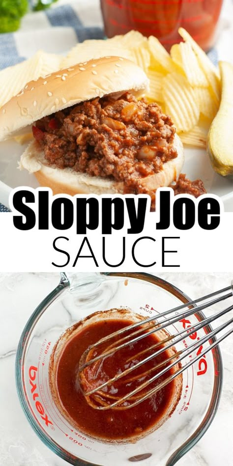 You can make your own sloppy joe sauce in minutes. No need for the canned stuff, this easy sloppy joe sauce recipe is so delicious and easy to customize. Check out this full recipe for sloppy joe sauce and meat mixture. Diy Sloppy Joe Sauce Easy, Sloppy Joe Recipe Tomato Sauce, Sloppy Joe Sauce Recipe, Best Sloppy Joe Recipe, Homemade Sloppy Joe Sauce, Sloppy Joe Mix, Sloppy Joe Recipe Easy, Homemade Sloppy Joe Recipe, Vegan Sloppy Joes