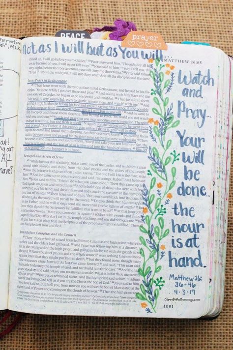 Matthew 26:36-46, April 3, 2017 carol@belleauway.com, Faber Castell Pitt Artist brush pen, bible art journaling, journaling bible, illustrated faith Matthew 26 Bible Journaling, Matthew 26, Watch And Pray, Prayer Journals, Journal Bible, Bible Journaling Ideas Drawings, Bible Verse Coloring, Personalized Bible, Bible Ideas