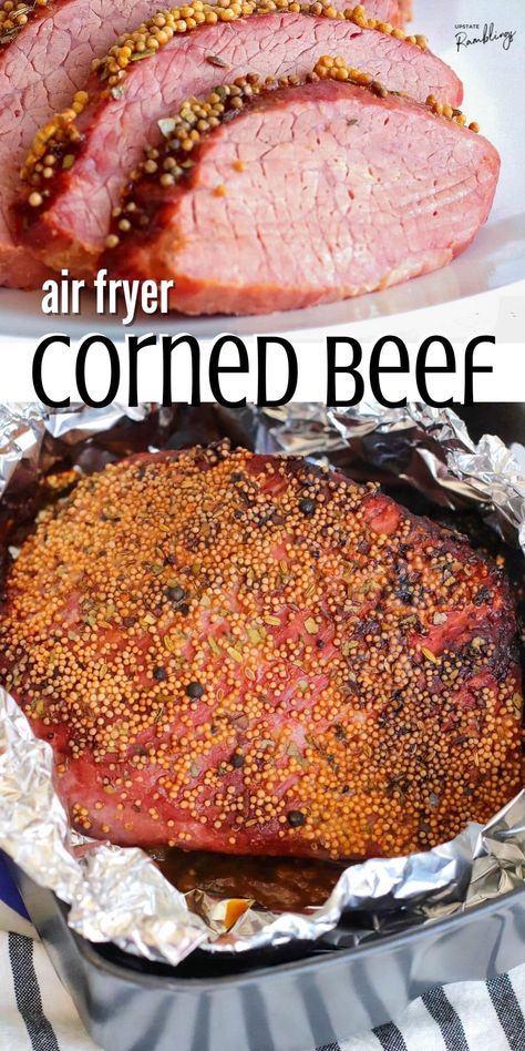 Air fryer corned beef brisket is moist, tender, and juicy with just the right amount of seasoning. You can simply pop it into the air fryer, and it will be ready in about an hour! Simple enough that you will want to start making corned beef for more than just St. Patrick's Day! Dinner Recipes Air Fryer, Cooking Corned Beef Brisket, Irish Dinner, Cooking Corned Beef, Corn Beef, Brisket Recipe, Beef Brisket Recipes, Recipes Air Fryer, Corned Beef Brisket