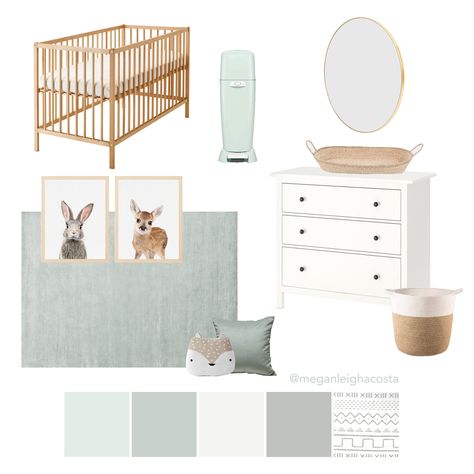 Gender neutral ikea seafoam woodland nursery plan! Here we gather the best baby products for sage and mint gender neutral boho nurseries. Click to see the details and product links. Sage Blue Nursery, Mint Nursery Neutral, Sage Woodland Nursery, Grey And Sage Nursery, Neutral Nursery Colors Palette, Sage Green And Grey Nursery, Nursery Room Ikea, Seafoam Green Nursery, Sea Green Nursery