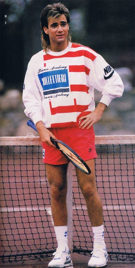 Andre Agassi 80s, 80s Tennis Outfit, 80s Workout Outfit, 80s Tennis, 80s Sport, 80s Sportswear, 80s Sports, 80s Fashion Men, Tennis Outfits