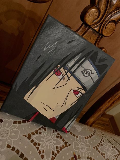 Naruto anime - Itachi Uchiha Anime Paintings Canvases Easy, Itachi Uchiha Painting Easy, Itachi Uchiha Acrylic Painting, Naruto Art Painting, Naruto Small Drawings, Sasuke Painting Canvas, Naruto Inspired Painting, Itachi Uchiha Canvas Painting, Anime Canvas Drawing