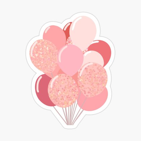 Get my art printed on awesome products. Support me at Redbubble #RBandME: https://www.redbubble.com/i/sticker/Pink-balloons-by-tsong123/52803259.EJUG5?asc=u Preppy Stickers Pink, Pink Aesthetic Stickers Printable, Pastel Pink Stickers, Pink Printable Stickers, Pink Stickers Aesthetic Printable, Pink Cute Stickers, Cute Birthday Stickers, Birthday Stickers Printable, Pink Aesthetic Design