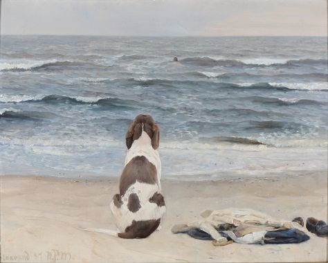 Dog On The Beach, Dog Canvas Art, Beach Illustration, Dalmatian Dogs, Dog Canvas, Dog Beach, Vintage Poster Art, On Beach, Beach Painting