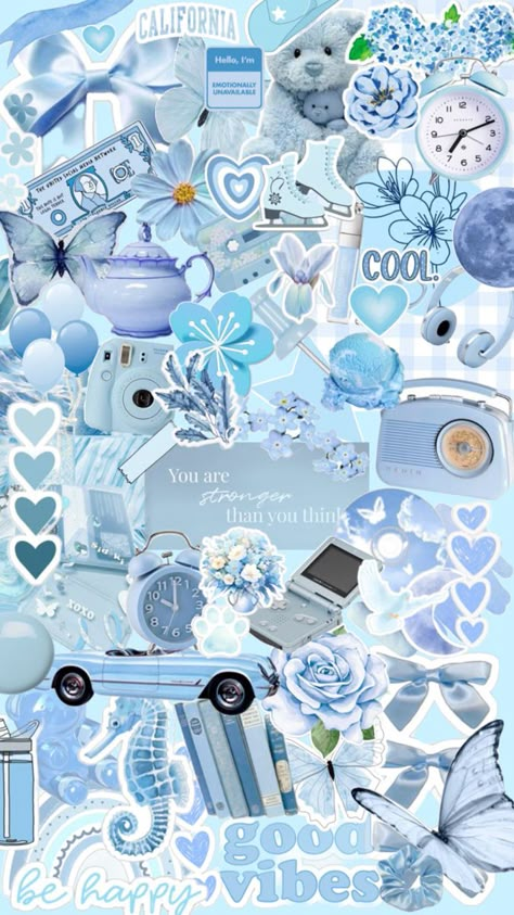 Light Blue Aesthetic Wallpaper Collage, Blue Aesthetic Pictures For Wall Collage, Wallpaper Ipad Aesthetic Blue, Blue Scrapbook Aesthetic, Light Blue Mood Board, Blue Collage Wallpaper Aesthetic, Dreamy Blue Aesthetic, Collage Wall Prints Aesthetic Blue, Collage Wallpapers Aesthetic