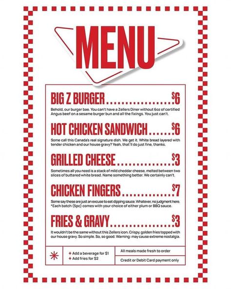 Diner Menu 50's, 60s Diner Aesthetic, Diner Menu Ideas, 50s Diner Food, American Diner Menu, Diner Aesthetic, Hot Chicken Sandwiches, Diner Menu, American Dinner